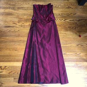 After Six taffeta burgundy strapless two piece dress for bridesmaid or wedding